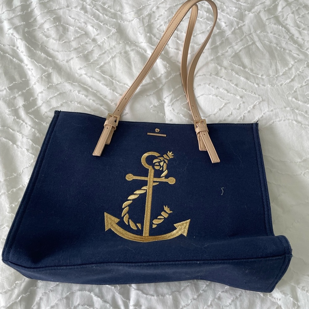Spartina 449 blue anchor sailing tote bag
